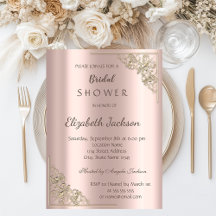 Elegant Chic Guld Ram Rosa Bröllopsdusch