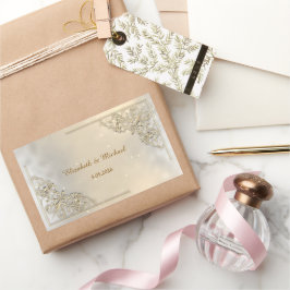 Elegant Chic Guld Ram Tack Rektangulärt Klistermärke