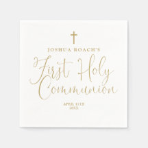 Elegant Chic Guld Script First Heliga Communion