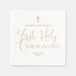 Elegant Chic Guld Script First Heliga Communion Pappersservett