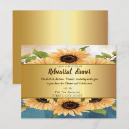 Elegant Chic Guld,Solsång Övningsmiddag Inbjudningar