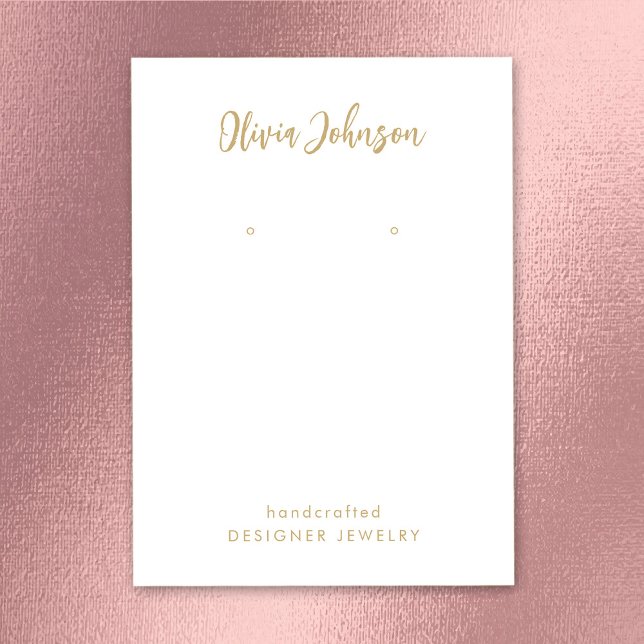 Elegant Chic Guld Vitjuveler Visning för avläsning Visitkort (Personalize Your Name In Handwritten Style. Add Contact Details on the Back.)