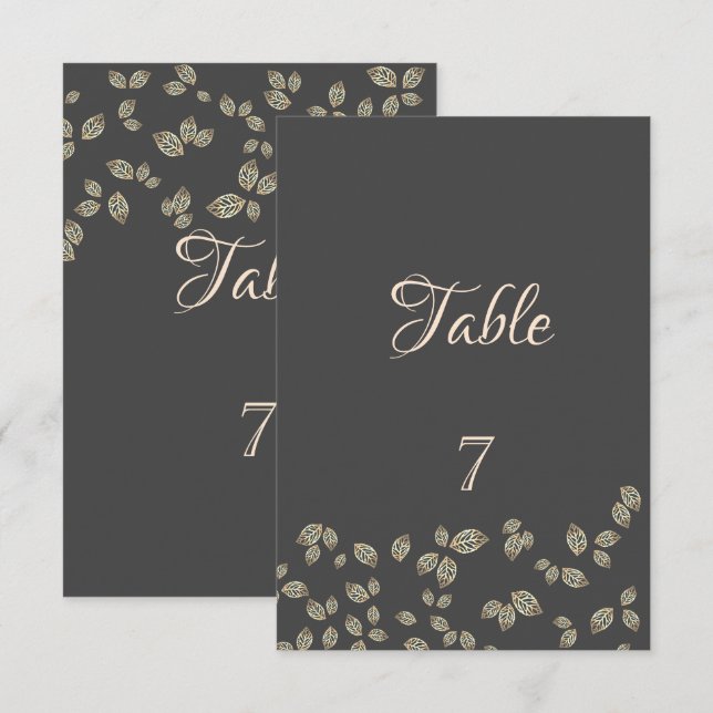 Elegant Chic Guldblad Bord Kort (Fram/baksida)