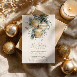 Elegant Chic Guldprydnader Grönska Julfest Inbjudningar
