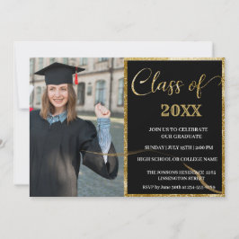 Elegant chic gyllene & svart examensinbjudan inbjudningar