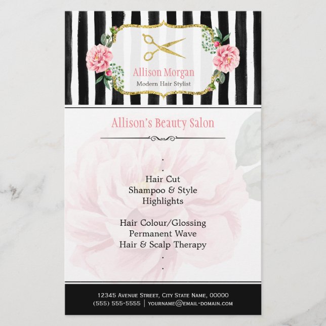 Elegant Chic Hair Stylist Guld Sissors Rand Flygblad (Framsidan)