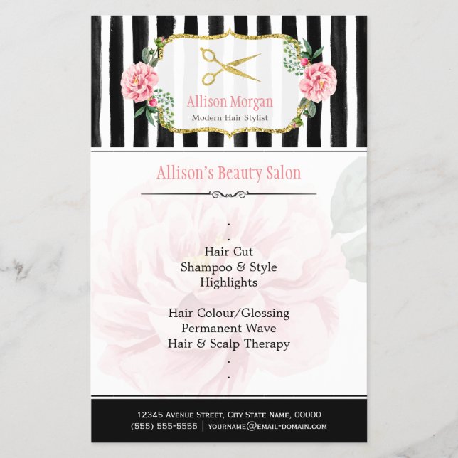 Elegant Chic Hair Stylist Guld Sissors Rand Flygblad (Framsidan)