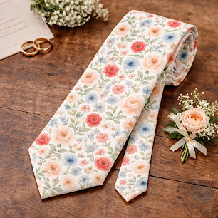 Elegant Chic Halsduk Med Pastell Färgade Rosor Kon Slips