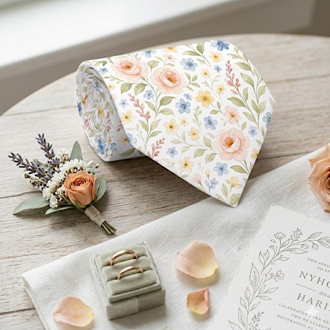 Elegant Chic Halsduk Med Pastell Rosa Blommor Kons Slips (Skapare uppladdad)