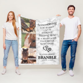 Elegant Chic Horse Memorial Photo Collage Fleecefilt