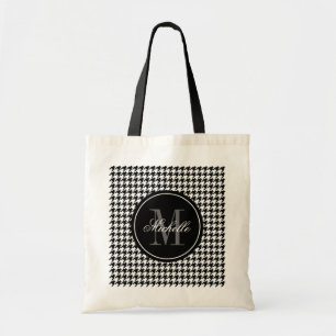 Elegant chic Houndstooth mönster monogram tobag Tygkasse
