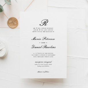Elegant Chic Inledande klassiskt monogram Bröllop Inbjudningar