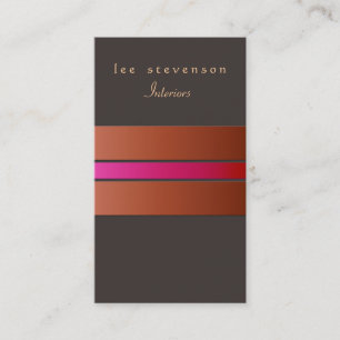 Elegant Chic Insida Designer Stripe Rust Brown Visitkort