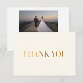 Elegant Chic Ivory Guld Tack Photo Card Kort