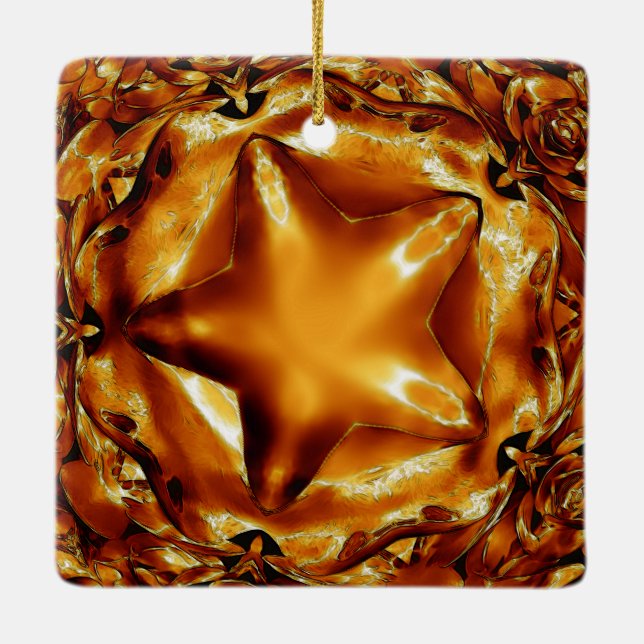 Elegant Chic Kkoppar Guld julstjärna Julgransprydnad Keramik (Baksida)