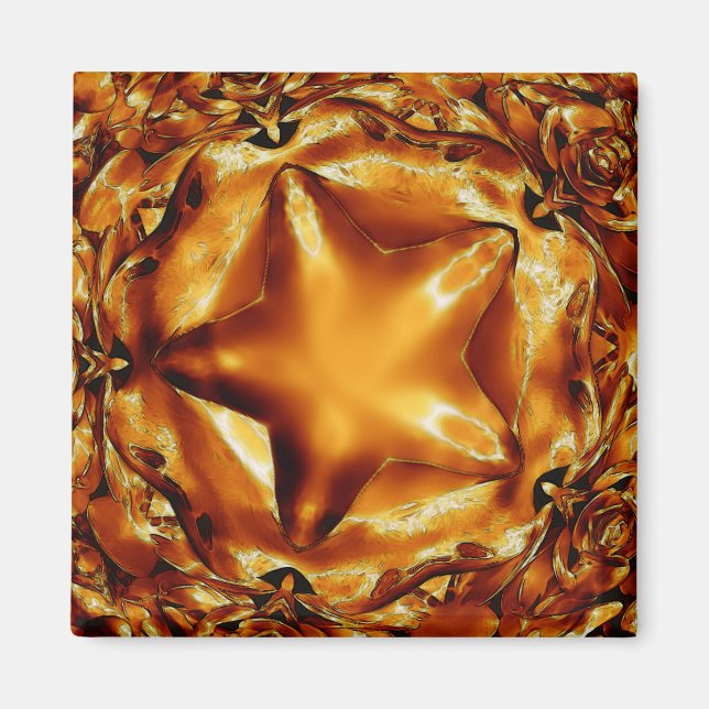 Elegant Chic Kkoppar Guld julstjärna Magnet (Framsidan)