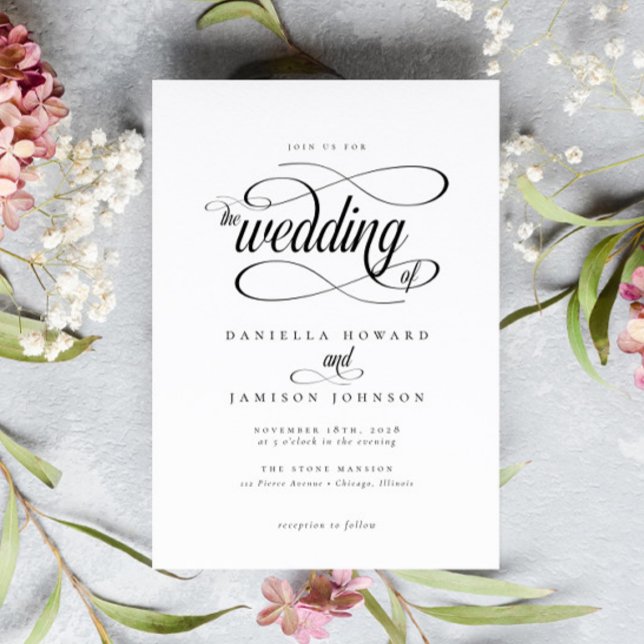Elegant Chic Klassisk kalligrafi, skript Bröllop Inbjudningar (Skapare uppladdad)