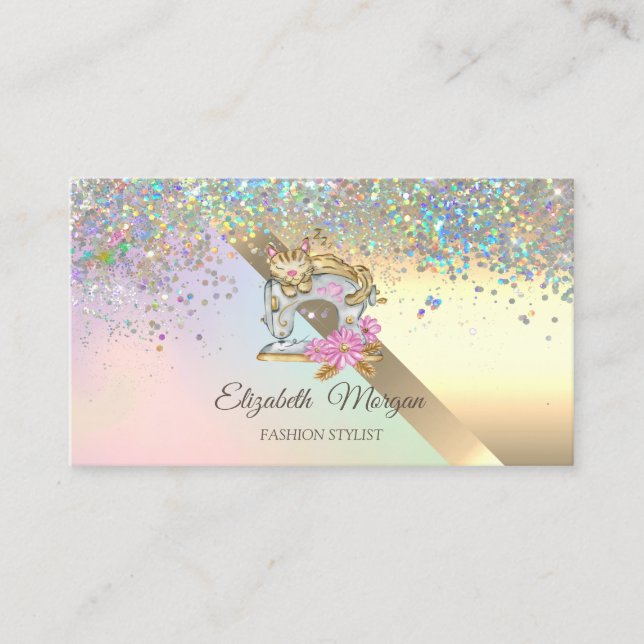 Elegant Chic  Konfettisy maskin Katt Visitkort (Framsida)