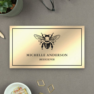 Elegant Chic Kräm Guld Folie Honey Bee Biskötare Visitkort