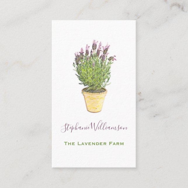 Elegant Chic Lavender Flower Farm Visitkort (Framsida)