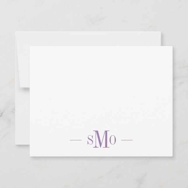 Elegant Chic Lavender Monogram 3 Initialer Anteckningskort (Framsida)