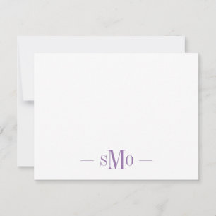 Elegant Chic Lavender Monogram 3 Initialer Anteckningskort