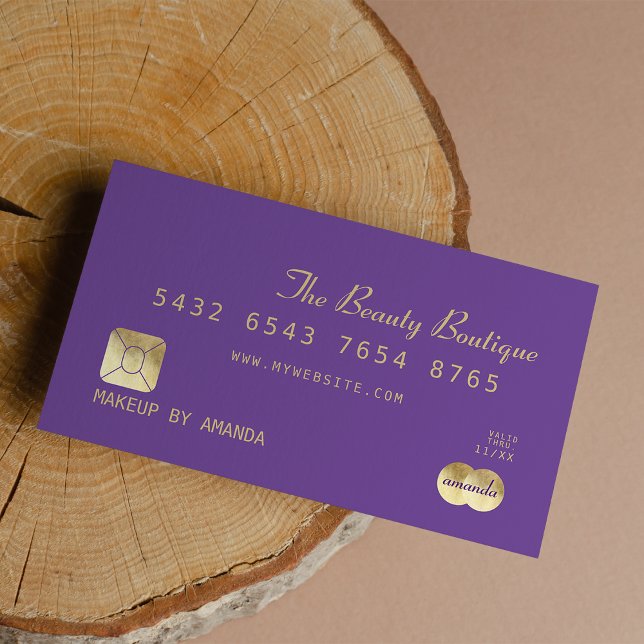 Elegant Chic Lila Guld Luxury Kredit Card Visitkort (Elegant Chic Purple Gold Luxury Credit Card)
