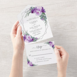 Elegant Chic Lila och Silver Blommigt Bröllop