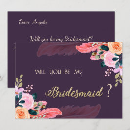 Elegant Chic Lila Rosor Fjäder Inbjudningar