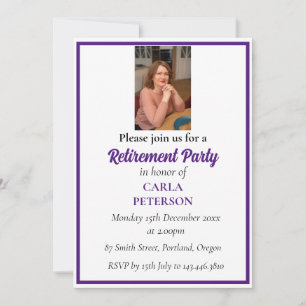 Elegant Chic lila royale Pension Party Photo Inbjudningar
