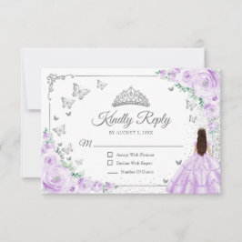 Elegant Chic Lilac Purple Silver Quinceanera Reply OSA Kort