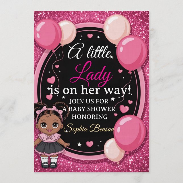 Elegant &Chic "Little Lady" Baby Shower Invitation Inbjudningar (Framsida)