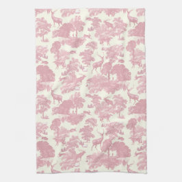 Elegant Chic Ljus rosa Toile Hjort Woodland Kökshandduk