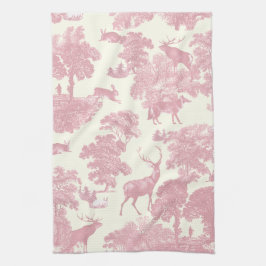 Elegant Chic Ljus rosa Toile Hjort Woodland Kökshandduk