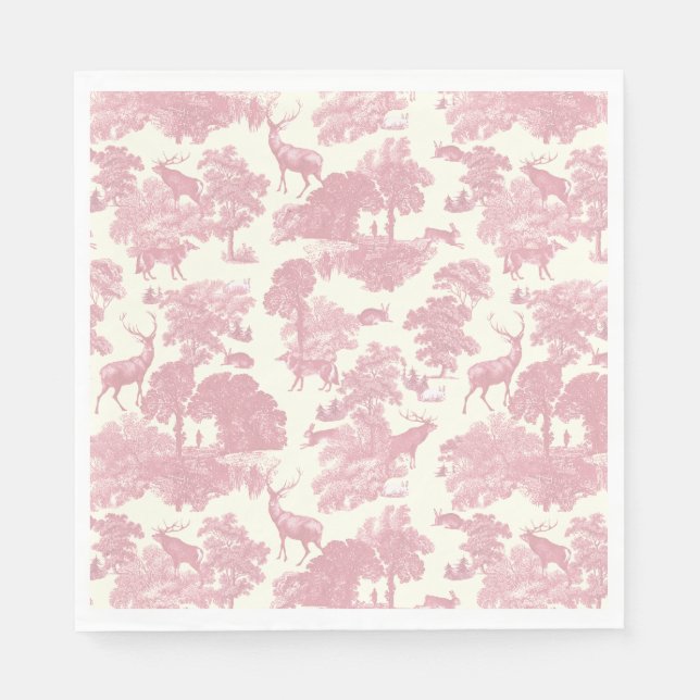 Elegant Chic Ljus rosa Toile Hjort Woodland Pappersservett (Framsidan)