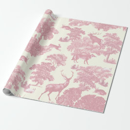 Elegant Chic Ljus rosa Toile Hjort Woodland Presentpapper