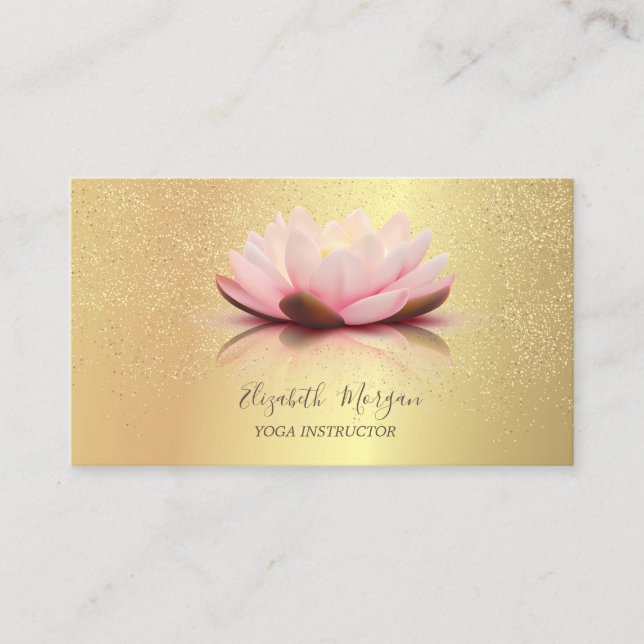 Elegant Chic Lotus Guld Confetti Yoga Instructor Visitkort (Framsida)
