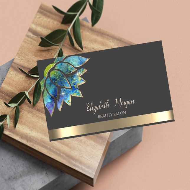 Elegant Chic Lotus Guld Rand Beauty Visitkort (Skapare uppladdad)