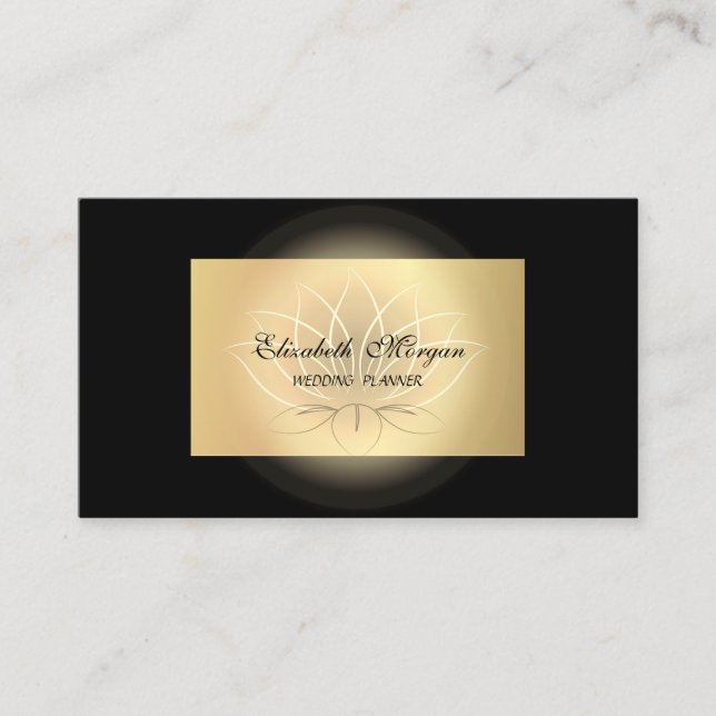 Elegant Chic Lotus Professional, Falskt Guld, Svar Visitkort (Framsida)