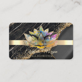 Elegant Chic Lotus Svart Marmor Visitkort