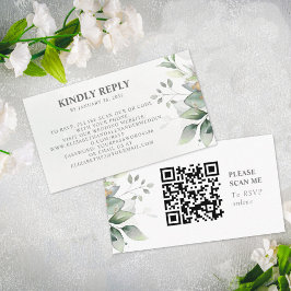 Elegant chic luftig eukalyptusblad QR-kod RSVP Tilläggskort