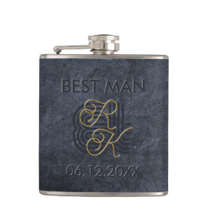 Elegant Chic Luxury Charcol Black & Guld Monogram Fickplunta
