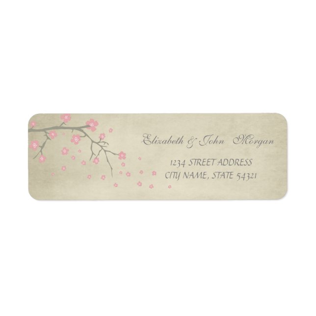 Elegant Chic Luxury - Cherry Träd Address Label Returadress Etikett (Framsidan)