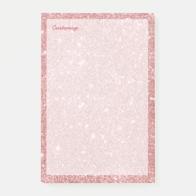 Elegant Chic Luxury Faux Glitter Ro Guld Post-it Block (Framsida)