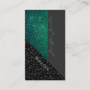 Elegant chic lyx contemporary leopard glitter av visitkort