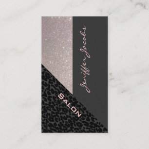 Elegant chic lyx contemporary leopard glitter av visitkort
