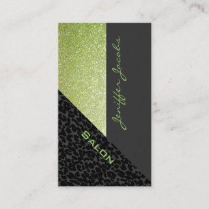 Elegant chic lyx contemporary leopard glitter av visitkort