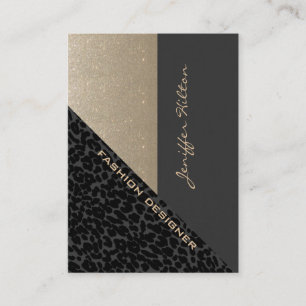 Elegant chic lyx contemporary leopard glitter av visitkort