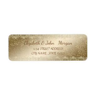 Elegant Chic Lyx, Falskt Guld, Spets, Konfetti Returadress Etikett