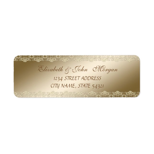 Elegant Chic Lyx, Falskt Guld, Spets Returadress Etikett (Framsidan)